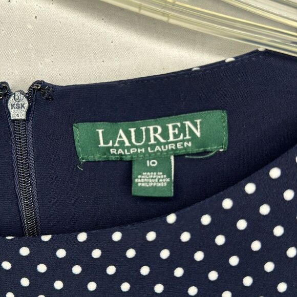 Lauren Ralph Lauren Monahan Darby Navy Polka Dot Shift Dress. Size 10. - Picture 6 of 11